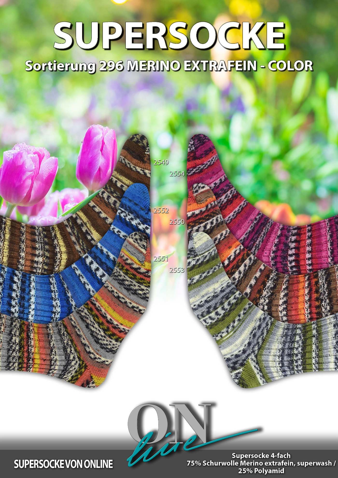 ONline Supersocke 4fach Merino Extrafein Color Sort 296